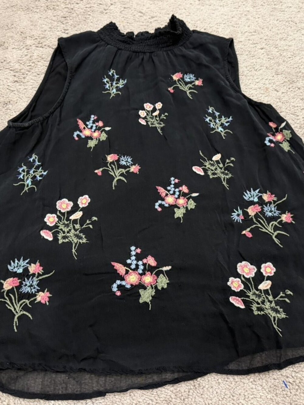 Sundance Embroidered Floral Sleeveless Blouse PL